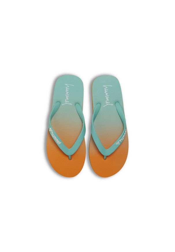 Klapki damskie Hummel Gradient. Okazja: na plażę, na co dzień. Kolor: wielokolorowy, żółty, pomarańczowy. Wzór: gradientowy. Styl: casual, sportowy