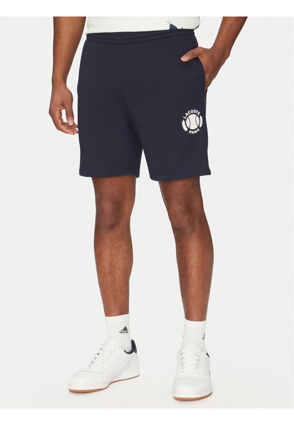 Lacoste Szorty sportowe GH9708 Granatowy Regular Fit. Kolor: niebieski. Materiał: bawełna. Styl: sportowy
