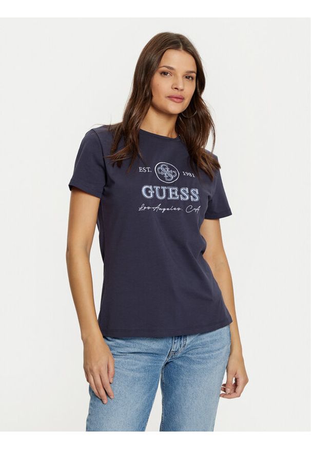 Guess T-Shirt V5RI05 J1314 Granatowy Regular Fit. Kolor: niebieski. Materiał: bawełna