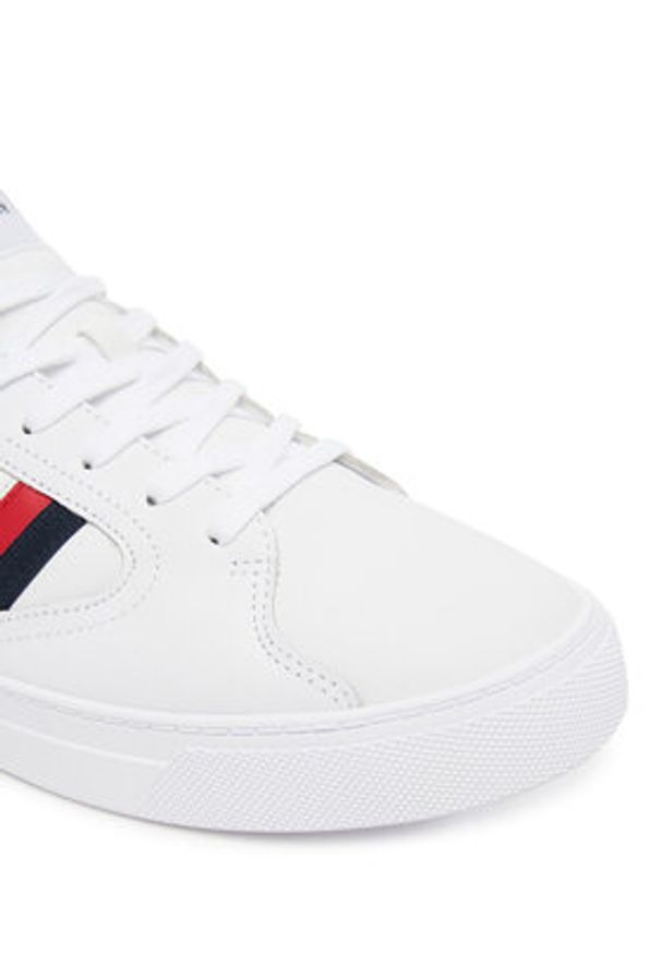 TOMMY HILFIGER - Tommy Hilfiger Sneakersy Icon Court Stripes FM0FM05628 Biały. Kolor: biały. Materiał: skóra