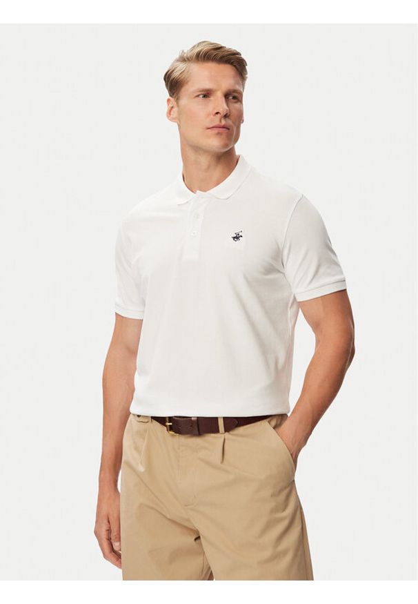Beverly Hills Polo Club Polo P-SS26M-P42560 Biały Regular Fit. Typ kołnierza: polo. Kolor: biały. Materiał: bawełna