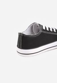 Born2be - Czarne Trampki w Klasycznym Stylu z Niską Cholewką Tyrell. Okazja: na co dzień. Wysokość cholewki: przed kostkę. Kolor: czarny. Materiał: jeans, materiał. Szerokość cholewki: normalna. Sezon: lato, wiosna. Styl: klasyczny #4