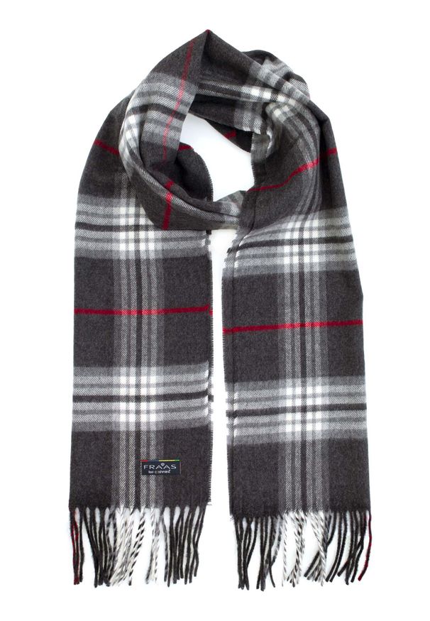 FRAAS - szale męskie - Szary szalik męski w kratę F8 - FRAAS Cashmink. Kolor: szary. Materiał: syntetyk, poliakryl, kaszmir, tkanina, skóra, wełna, materiał, włókno