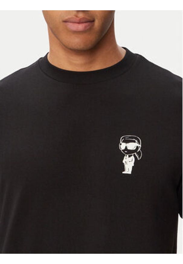 Karl Lagerfeld - KARL LAGERFELD T-Shirt 755048 563235 Czarny Regular Fit. Typ kołnierza: dekolt w karo. Kolor: czarny. Materiał: bawełna