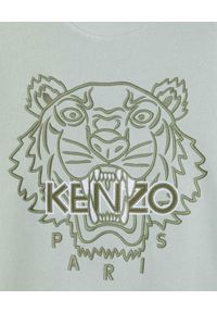 Kenzo - KENZO - Miętowa bluza Tiger. Kolor: zielony. Materiał: bawełna. Długość rękawa: długi rękaw. Długość: długie. Wzór: aplikacja. Styl: klasyczny