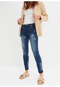 bonprix - Dżinsy Skinny, low waist, cropped. Kolor: niebieski