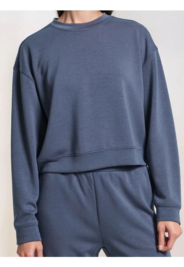 Sinsay - Bluza basic - niebieski. Kolor: niebieski. Materiał: wiskoza, dzianina