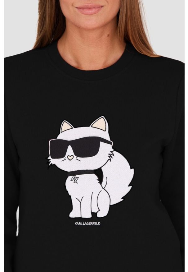 Karl Lagerfeld - KARL LAGERFELD Czarna damska bluza Ikonik 2.0 Choupette Sweat, Rozmiar XS. Kolor: czarny
