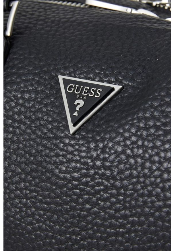 Guess - GUESS Czarna męska podróżna torba Torino Duffle. Kolor: czarny. Materiał: skóra ekologiczna
