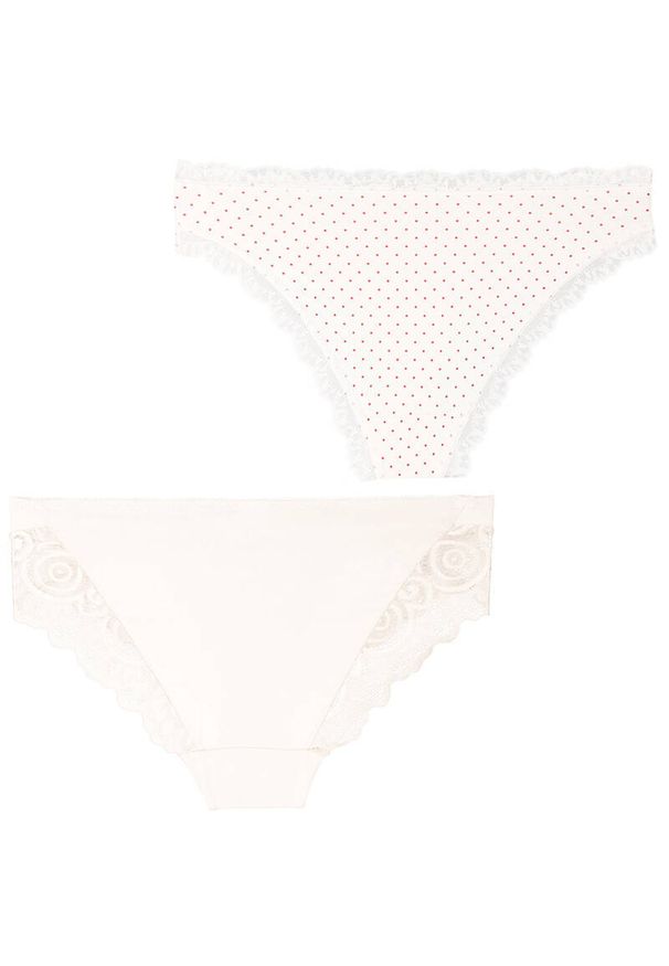 Białe Figi Damskie Moraj 2 Pary W Ozdobnym Pudełku. Kolor: biały. Materiał: materiał