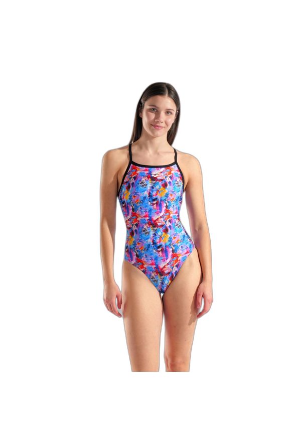 Damski kostium kąpielowy 1-częściowy Arena Memories Lightdrop Back. Kolor: wielokolorowy, czarny, różowy
