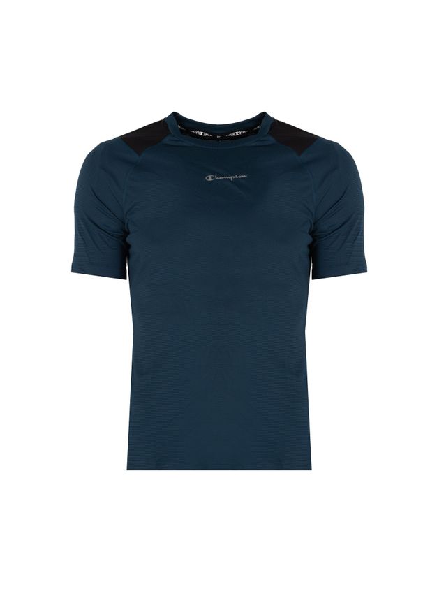 Champion T-Shirt "Tech-Tee" | 218011 | Mężczyzna | Czarny, Niebieski. Okazja: na co dzień. Kolor: czarny, wielokolorowy, niebieski. Materiał: poliester. Wzór: nadruk. Styl: klasyczny, casual
