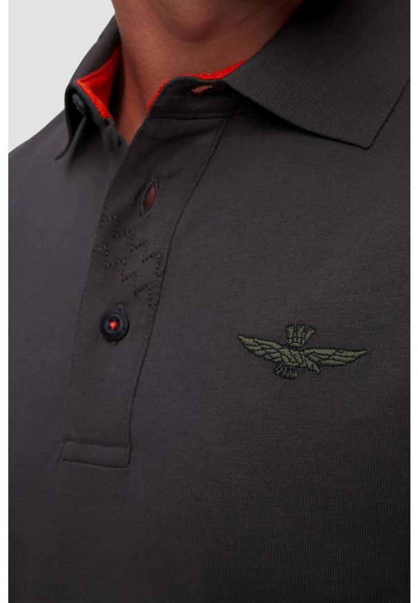 Aeronautica Militare - AERONAUTICA MILITARE Szary męski longsleeve polo Eurofighter Typhoon. Typ kołnierza: polo. Kolor: szary. Długość rękawa: długi rękaw