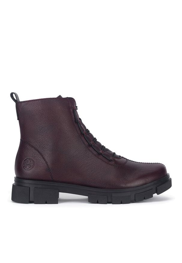 Rieker Botki Y7150-35 Bordowy. Kolor: czerwony. Materiał: skóra