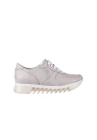 Sneakersy Bayla-185 185 105 Srebrny, Skóra naturalna. Kolor: srebrny. Materiał: skóra. Wzór: aplikacja #1