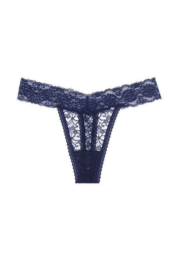 Intica - Stringi koronkowe z subtelnym wzorem na wyjątkowe okazje Izetta. Kolor: niebieski. Materiał: koronka. Wzór: koronka