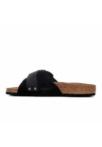 Klapki damskie Birkenstock Oita. Kolor: czarny. Materiał: materiał, skóra