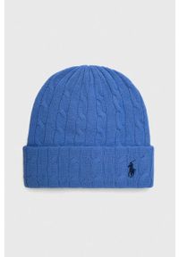 Polo Ralph Lauren czapka wełniana kolor niebieski wełniana. Kolor: niebieski. Materiał: wełna #1