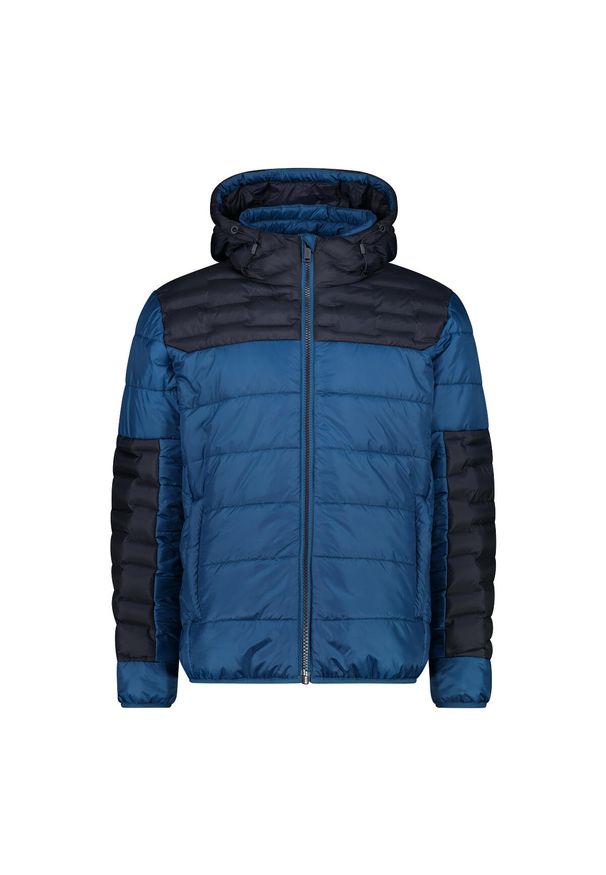 Kurtka puchowa z kapturem z poliestru CMP. Typ kołnierza: kaptur. Kolor: turkusowy, niebieski, wielokolorowy, zielony. Materiał: poliester, puch