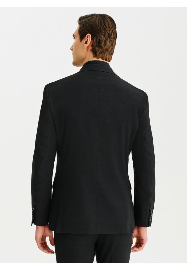Pako Lorente - PAKO LORENTE – Czarna marynarka garniturowa. Kolor: czarny. Materiał: poliester, elastan, wiskoza. Wzór: gładki. Styl: młodzieżowy