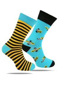 His Story - Skarpetki Bawełniane - Tematyczne - Asymetryczne w Pszczoły. Kolor: wielokolorowy. Materiał: elastan, bawełna, poliamid #1
