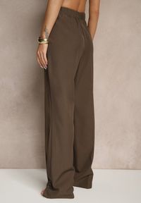 Renee - Brązowe Spodnie Garniturowe High Waist Annavia. Okazja: na spotkanie biznesowe. Stan: podwyższony. Kolor: brązowy. Styl: biznesowy, elegancki #5