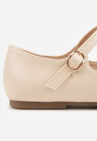 Born2be - Beżowe Eleganckie Balerinki z Paskiem z Klamerką i Kwadratowym Noskiem Brilea. Okazja: na co dzień, na uczelnię. Zapięcie: pasek. Kolor: beżowy. Materiał: jeans. Styl: elegancki #3