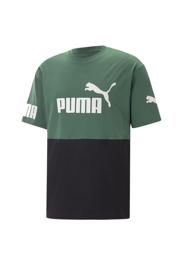 Koszulka Sportowa Męska Puma Power Colorblock. Kolor: wielokolorowy, czarny, zielony