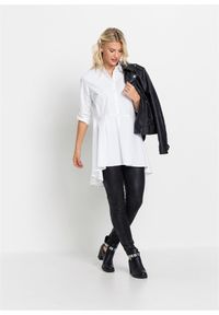 bonprix - Długa bluzka z falbaną. Typ kołnierza: kołnierzyk koszulowy. Kolor: biały. Długość: długie #3