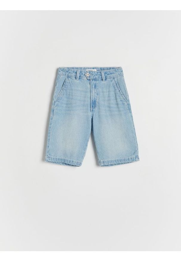 Reserved - Jeansowe szorty wide leg - niebieski. Kolor: niebieski. Materiał: jeans