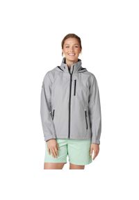 Damska kurtka z kapturem Helly Hansen crew. Typ kołnierza: kaptur. Kolor: szary. Materiał: syntetyk. Sport: turystyka piesza #1