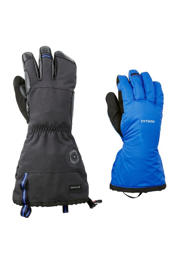 FORCLAZ - Rękawice trekkingowe dla dorosłych ciepłe 2 w 1 Forclaz Arctic 900 -20°C. Kolor: niebieski, czarny, wielokolorowy. Materiał: materiał, poliester, skóra, syntetyk