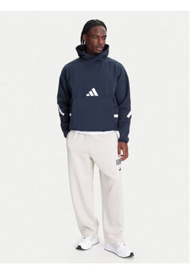 Adidas - adidas Bluza Z.N.E. JW4729 Granatowy Loose Fit. Kolor: niebieski. Materiał: bawełna