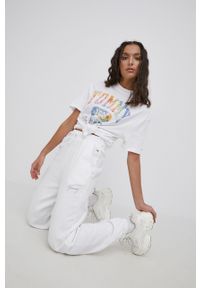 Tommy Jeans spodnie DW0DW11886.PPYY damskie kolor biały gładkie. Kolor: biały. Materiał: materiał, dzianina. Wzór: gładki #5