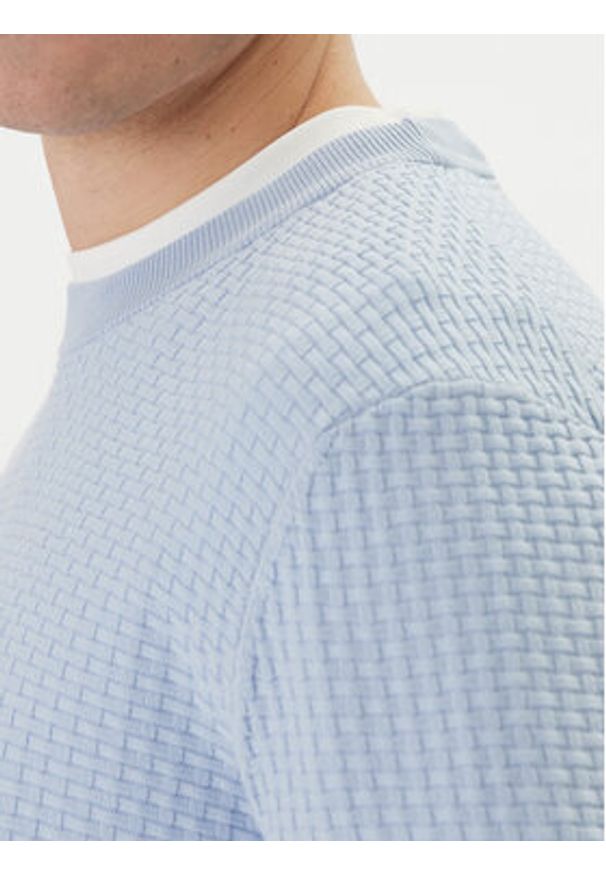 BOSS Sweter H-Imberto 50545283 Błękitny Regular Fit. Kolor: niebieski. Materiał: bawełna