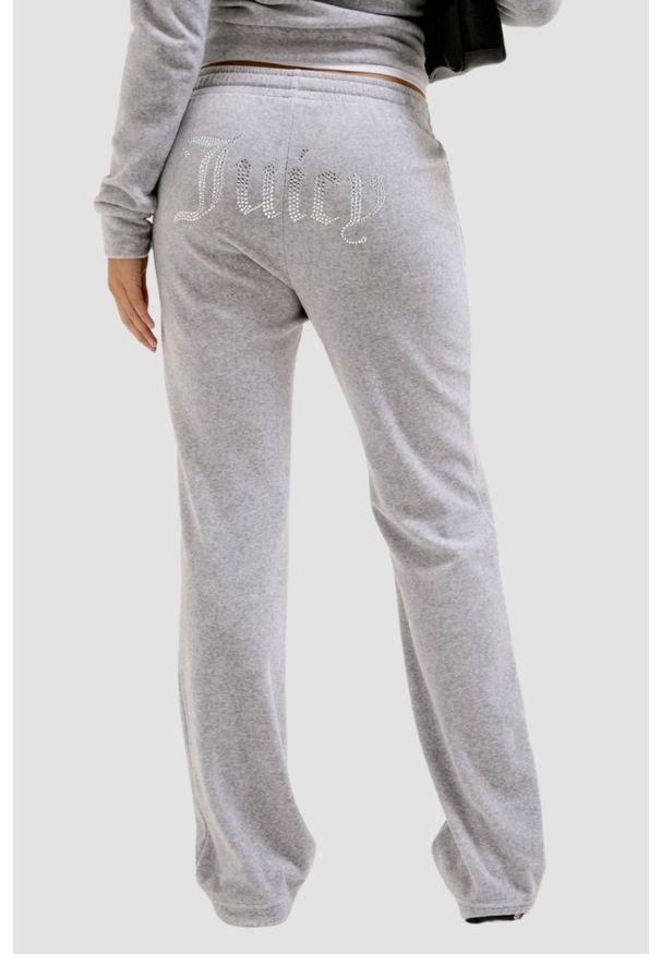 Juicy Couture - JUICY COUTURE Szare damskie spodnie dresowe Tina Trackpants. Kolor: szary. Materiał: dresówka