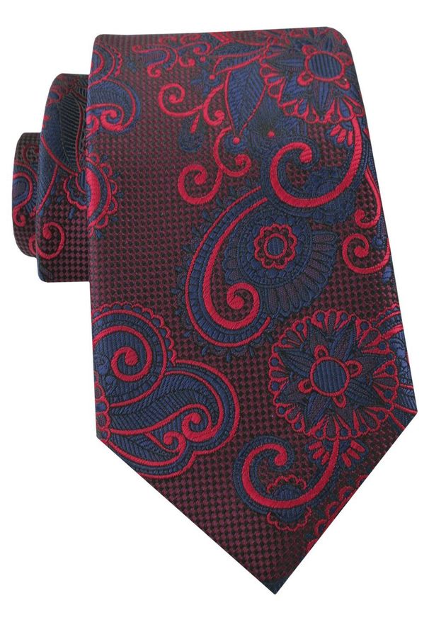 Krawat Męski - Angelo di Monti - Bordo, Duże Kwiaty. Kolor: czerwony. Materiał: tkanina. Wzór: kwiaty. Styl: elegancki, wizytowy