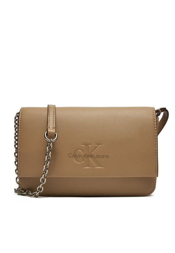 Calvin Klein Jeans Torebka K60K612375 Beżowy. Kolor: beżowy. Materiał: skórzane