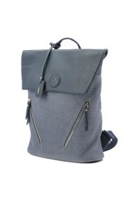 Plecak damski Rieker, połączenia materiału i skóry ekologicznej o nowoczesnej formie z klapą regulowanymi szelkami i praktycznymi kieszeniami zapinan. Kolor: niebieski. Materiał: materiał, skóra ekologiczna. Styl: casual, elegancki #2