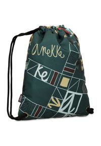 Zielony Worek Anekke Modny Plecak Damski. Kolor: zielony. Wzór: geometria, aplikacja. Styl: casual, elegancki