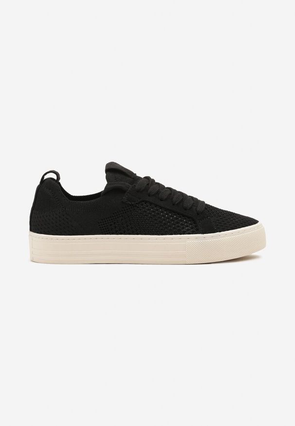 Born2be - Czarne Sneakersy z Siateczkową Cholewką i Metaliczną Nicią Nimiovana. Okazja: na co dzień. Kolor: czarny. Materiał: jeans. Szerokość cholewki: normalna. Sezon: lato