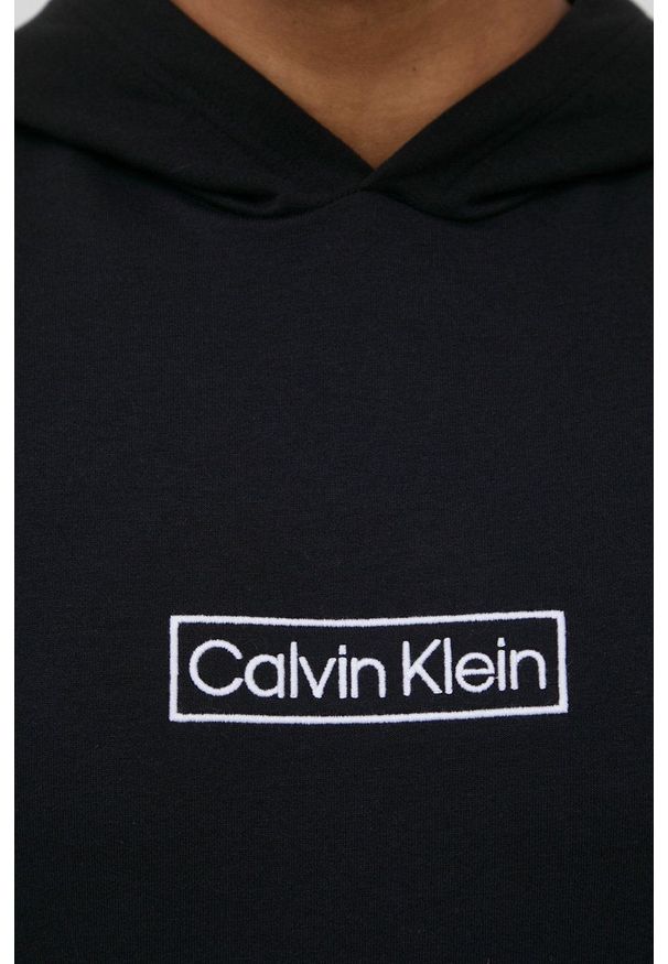 Calvin Klein Underwear bluza męska kolor czarny z kapturem z aplikacją. Typ kołnierza: kaptur. Kolor: czarny. Materiał: poliester, dzianina. Wzór: aplikacja