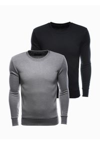 Ombre Clothing - Zestaw bluz bawełnianych bez kaptura 2-pak - mix V2 - Rozmiar: XL. Okazja: na co dzień. Typ kołnierza: bez kaptura. Kolor: szary. Materiał: bawełna. Wzór: melanż. Styl: klasyczny, casual