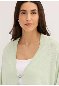 bonprix - Bawełniany kardigan z cienkiej dzianiny. Kolor: zielony. Materiał: dzianina, bawełna #3