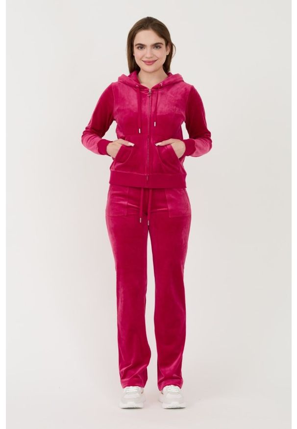 Juicy Couture - JUICY COUTURE Czerwone spodnie dresowe Del Ray Pocketed Pant. Kolor: czerwony. Materiał: dresówka