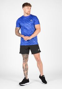 GORILLA WEAR - Koszulka fitness męska Gorilla Wear USA Washington z krótkim rękawem. Kolor: niebieski. Długość rękawa: krótki rękaw. Długość: krótkie. Sport: fitness