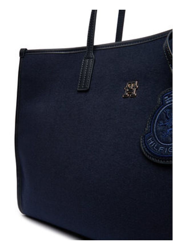 TOMMY HILFIGER - Tommy Hilfiger Torebka Th City Large Tote Melton AW0AW18215 Granatowy. Kolor: niebieski
