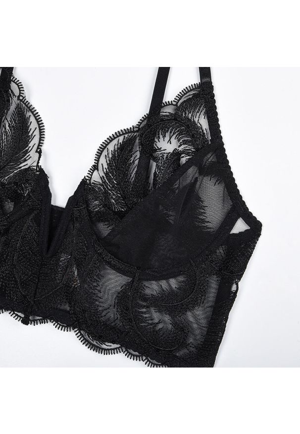 Intica - Komplet bielizny z haftowanego tiulu na specjalne okazje Namsoon. Kolor: czarny. Materiał: tiul. Wzór: haft