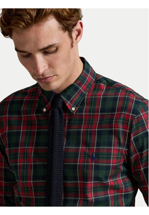 Polo Ralph Lauren Koszula 710953644008 Czerwony Custom Fit. Typ kołnierza: polo. Kolor: czerwony. Materiał: bawełna