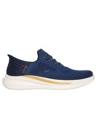skechers - Buty do chodzenia męskie Skechers Slade Quinto. Kolor: niebieski. Materiał: materiał, syntetyk, tkanina. Sport: turystyka piesza